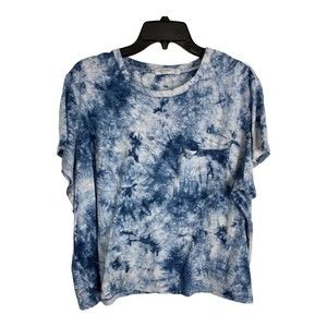 Arizona Womens Shirt Adult Size XXL Blue Tie Dye Cropped Short Sleeve Basic Tee
